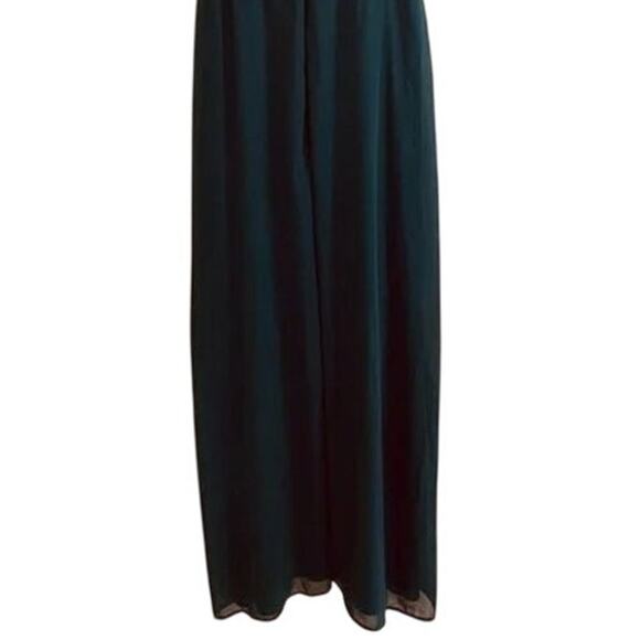 NWT Lulus Chiffon Sleeveless Highneck Key Hole Back Side Slit Maxi Dress M Green - Picture 8 of 16